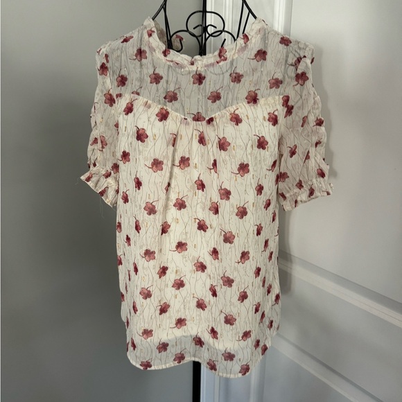 Monteau Tops - NWT Monteau Mock Neck Floral Blouse in Size Medium